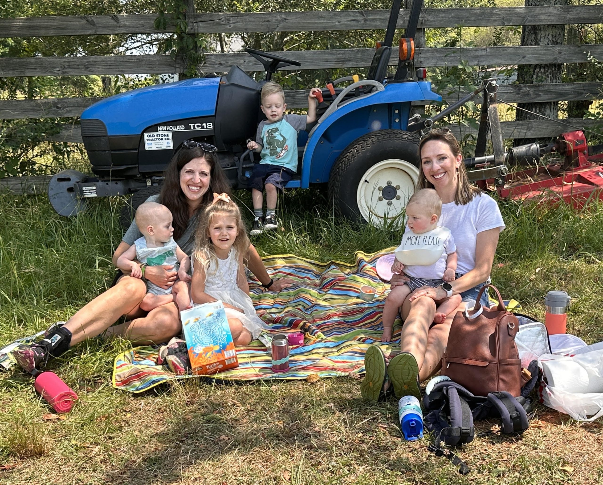 Family enjoying a picnic at Twin Creeks Lavender Farm