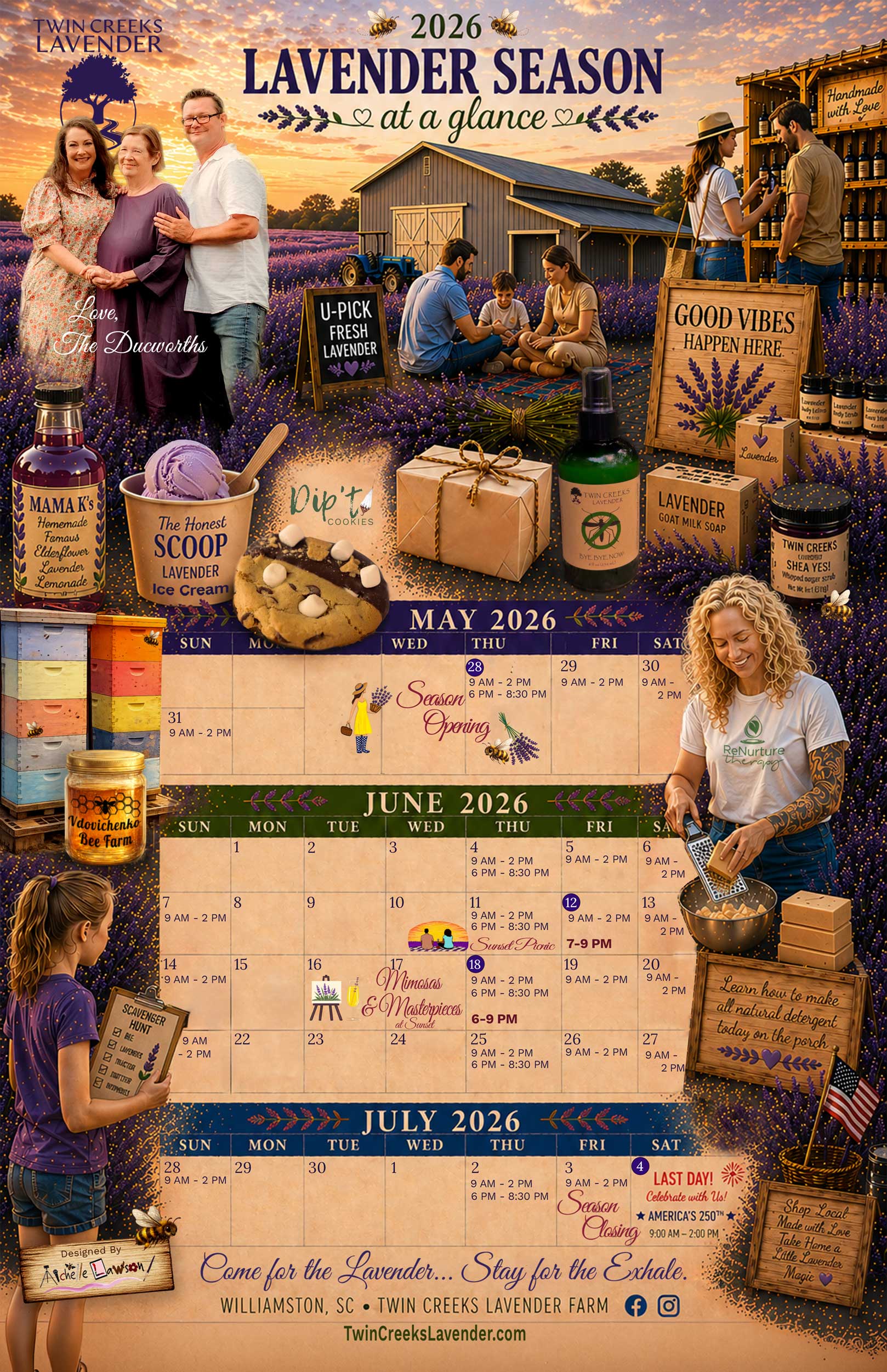 UPICK Lavender picking season calendar of events