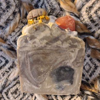 soap shaped as A treasure chest and gem on top and a piece of soap molded as a booty trap in each bar